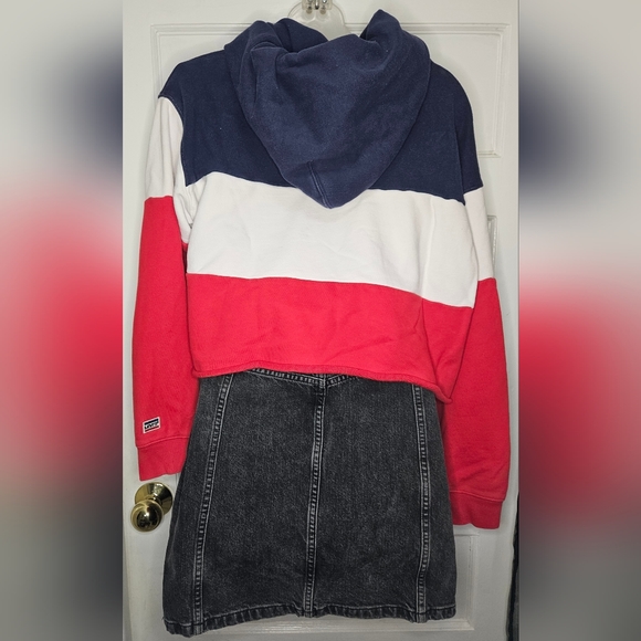 Levi's Cropped Blue, White & Red Hoodie Small - Picture 5 of 8
